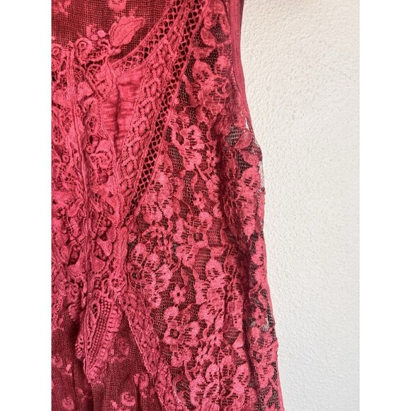 Free People Women's Not So Sweet Victorian Lace Crochet Boho Western Top Rose - Picture 5 of 8